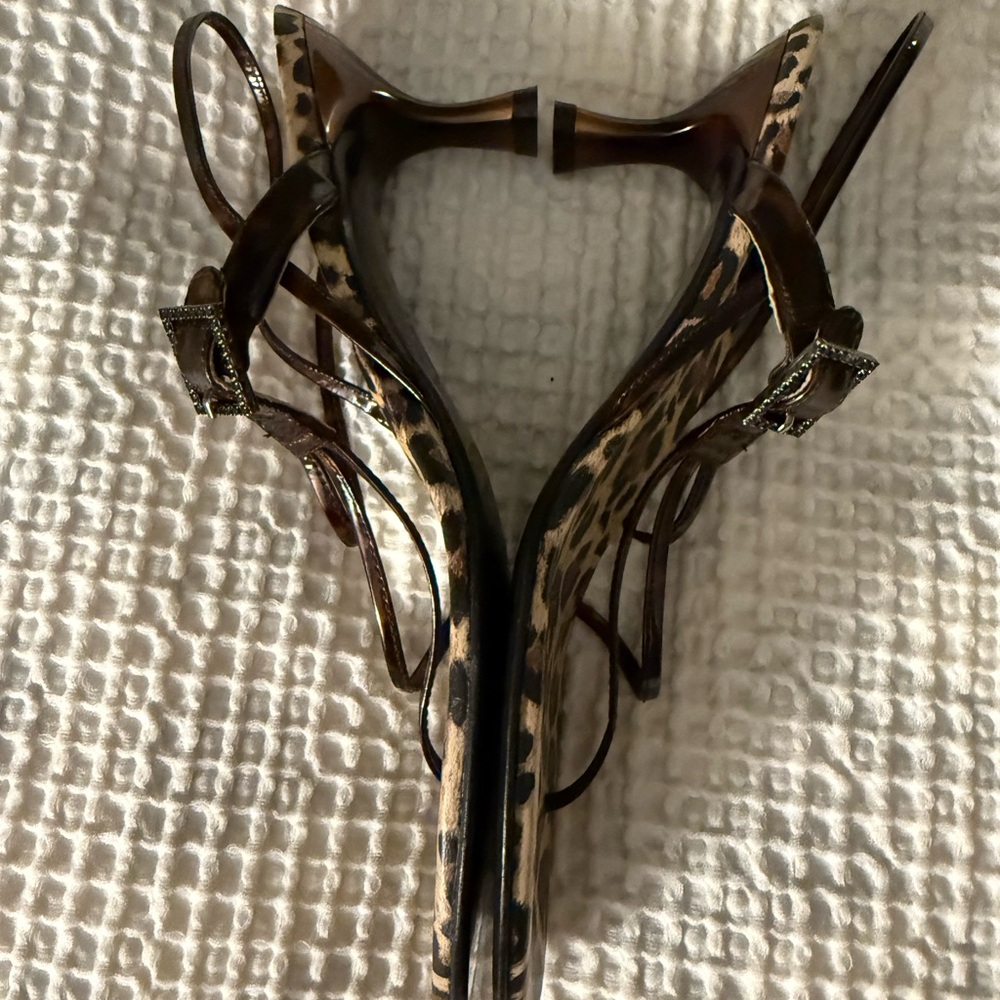 ✨️STUART WEITZMAN✨️ Lepard Print 2 Inch Heel Sandal Slide Wm's Sz 8 1/2 New - Picture 7 of 9